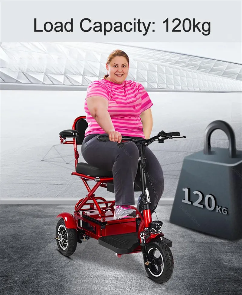 Smart Electric Scooter Tricycle 3 Wheels Electric Scooters 48V 20AH 80KM Portable Folding Electric Scooter For ElderlyDisabled (9)