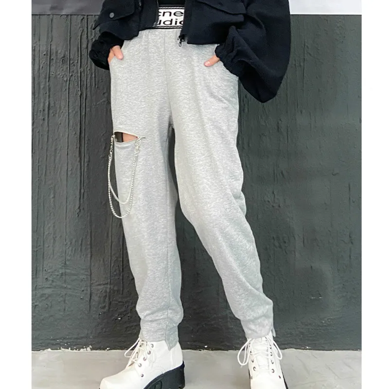 

XUXI Autumn 2020 Women High Waist Ankle-Length Pants Streetwear Regular Fashion Letter Printing Harem Trousers Loose FZ2635