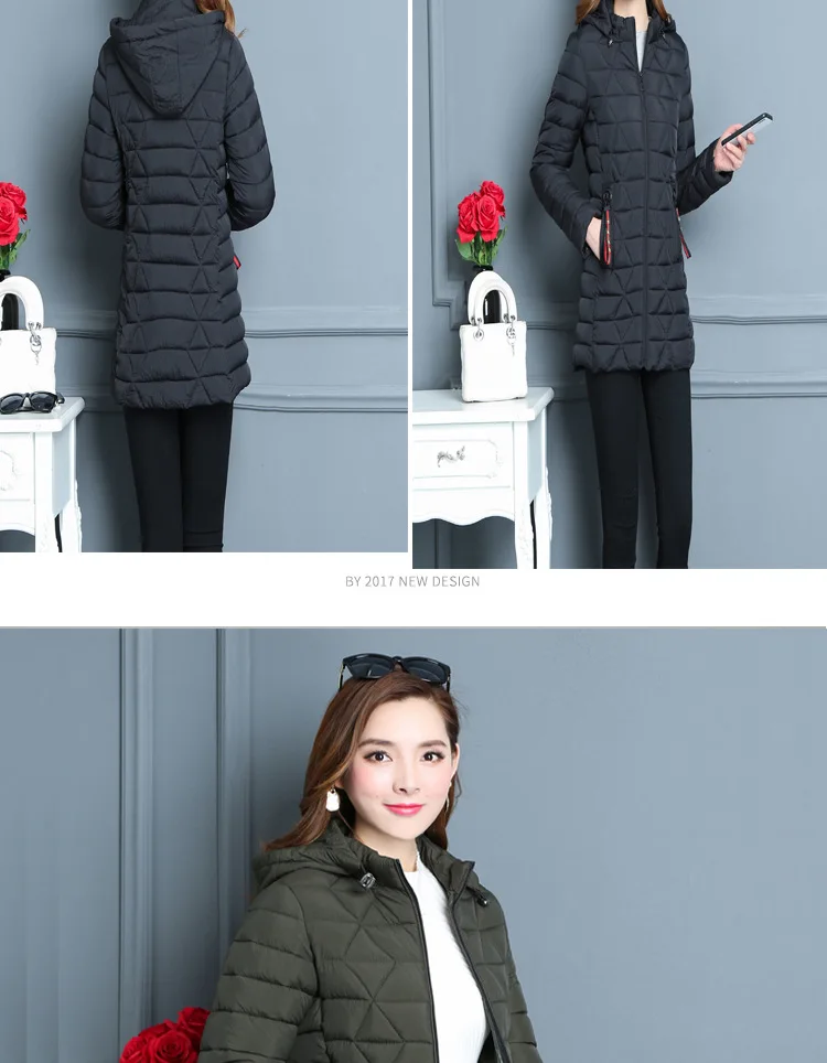 New Style Thin Cotton-padded Clothes Women's Mid-length Fashion Slim Fit Slimming WOMEN'S Quilted Cotton Coat Large Size Mi