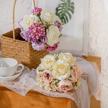 Aliexpress - Artificial Flowers Weaving Snow Hand Bouquets Fake Flowers Green Plants Wedding Decorations Indoor Dining Table Guide Decoration