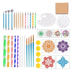 Mandala Dotting Tools Painting Kit Rock Dot Paint Stencils Tool Set Art Craft Supplies Kits with Tray Brush Zipper Water