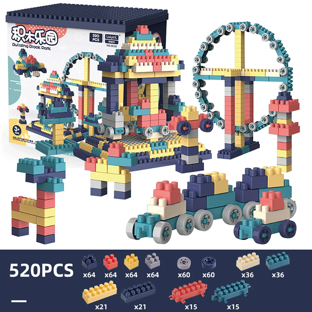 

100-520 PCS Classic DIY Building Block Children Creative Big Particle Assembly Puzzle Toy Sets Compatible For Children Gift