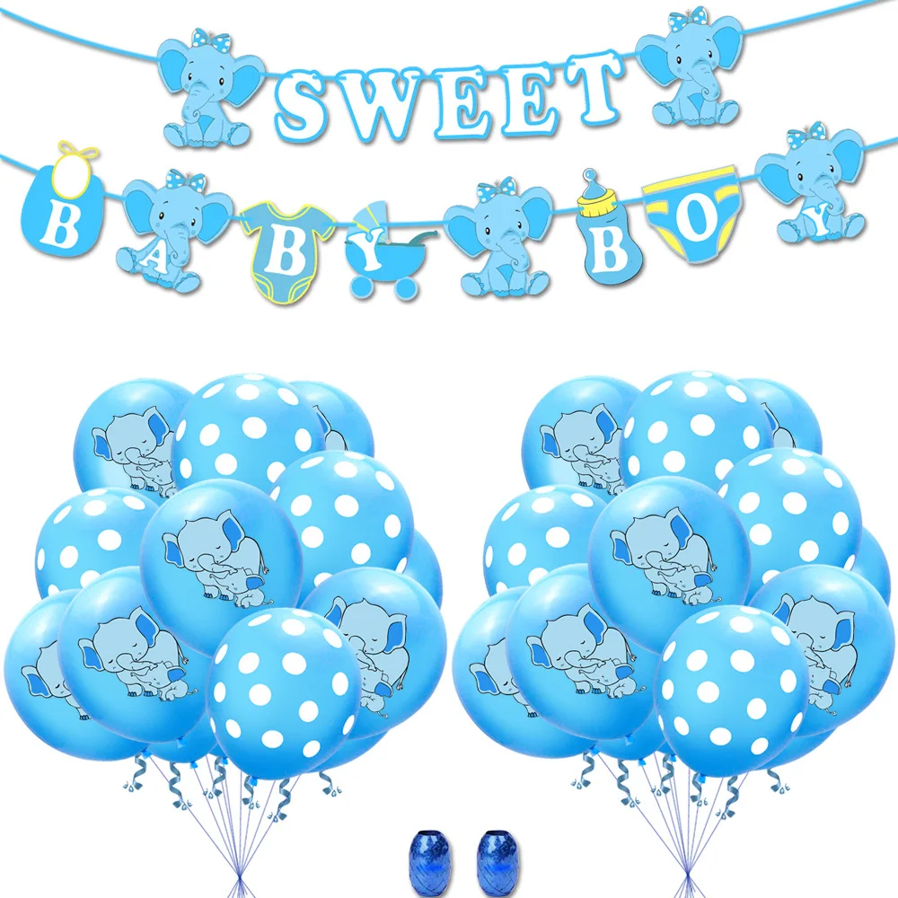 Baby Shower Party Banner Sweet Baby Boy Girl Gender Revealing Party Elephant Balloon Baby Shower Supplies HM02 (2)