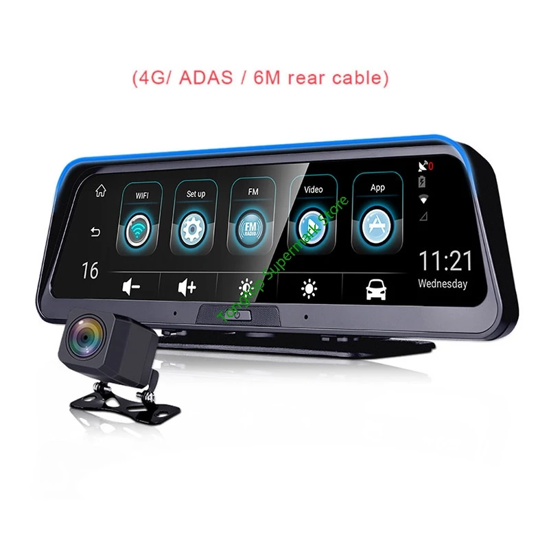 1" ips потоковая 4G adas dash cam Android 5,1 автоматическая камера двойная камера для автомобиля с gps dvr wifi Автомобильная камера full hd Регистратор - Название цвета: Черный