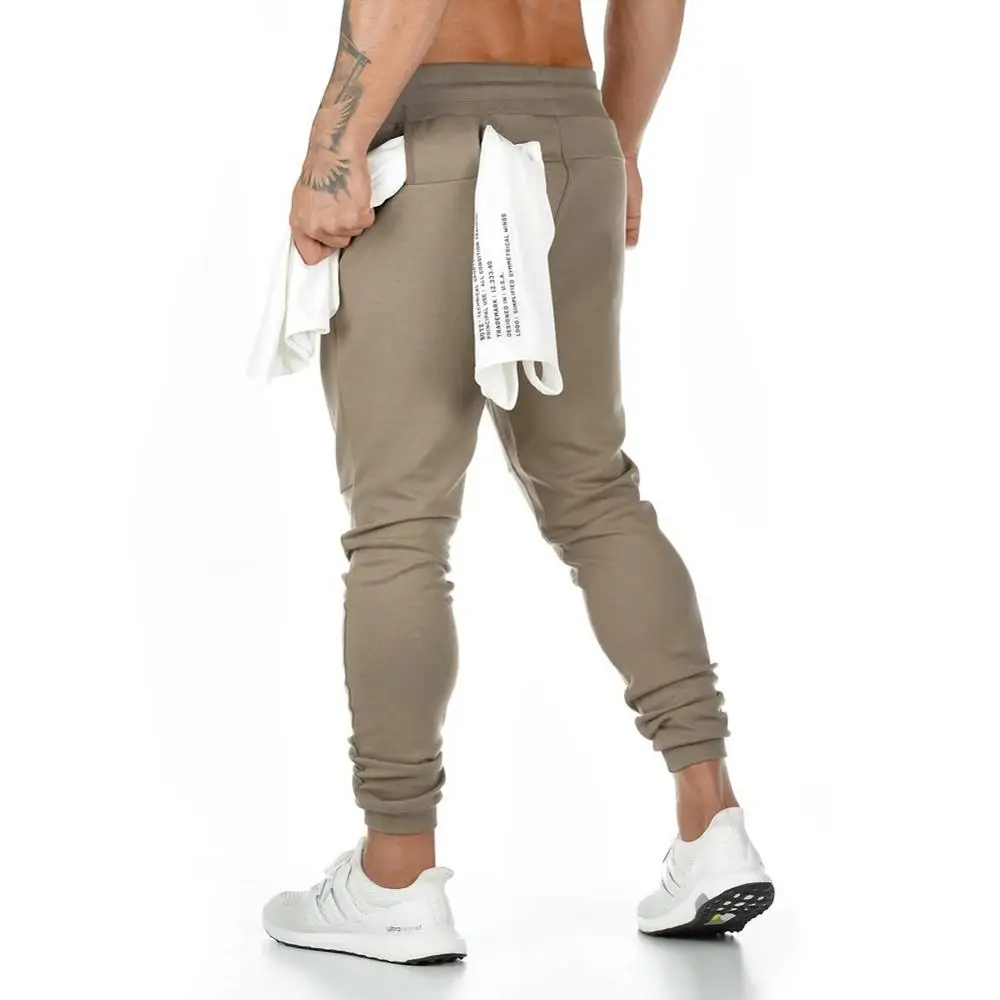 Хлопок легинсы для бега мужские спортивные штаны для бодибилдинга тренировочные брюки бегунов мужские беговые Леггинсы спортивные штаны - Цвет: CK194 Khaki