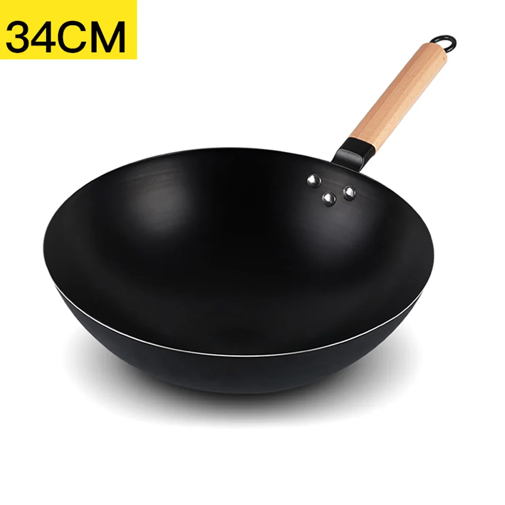 34cm Style 01 Высококачественный Железный ВОК, традиционный железный вок ручной работы, сковорода с антипригарным покрытием, газовая плита, кухонная посуда, сковорода, кухонные инструменты - Цвет: 34cm Style 01
