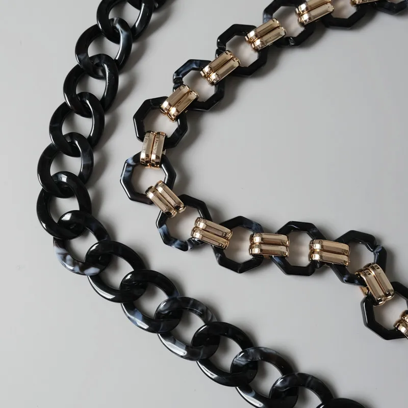 New Fashion Woman Handbag Accessory Parts Cute Chain Black Acrylic Resin Chain Luxury Strap Women Shoulder Clutch Handle Chain