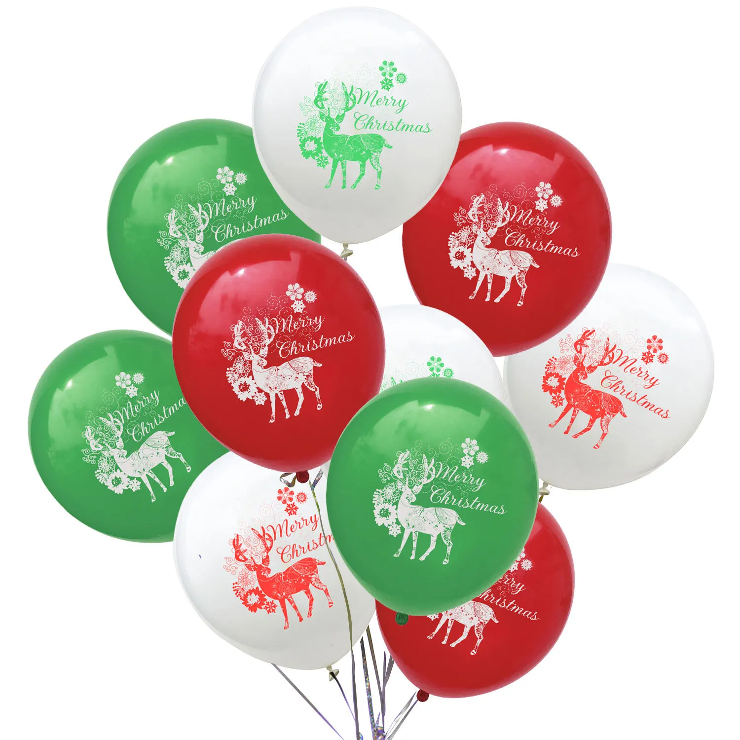 

10pcs 12 Inch Cute Merry Christmas Red Green Latex Balloon Elk Helium Globos New Year Xmas Party Christmas Decoration Kids Toy