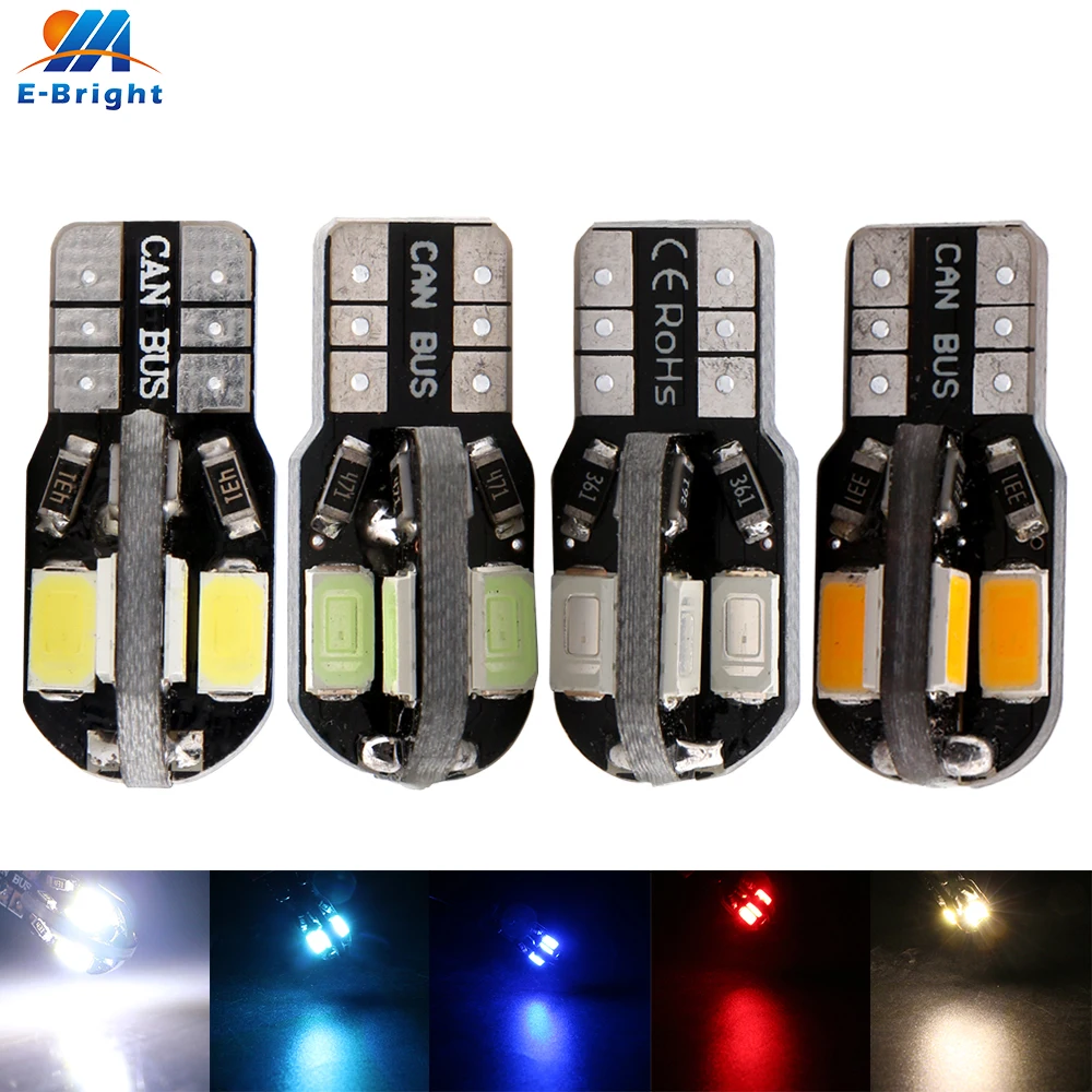 

20pcs 12V T10 Canbus 5730 8 SMD LED Bulbs No Error Car Indicator Instrument Reading Clearance Light White Ice Blue Red Amber