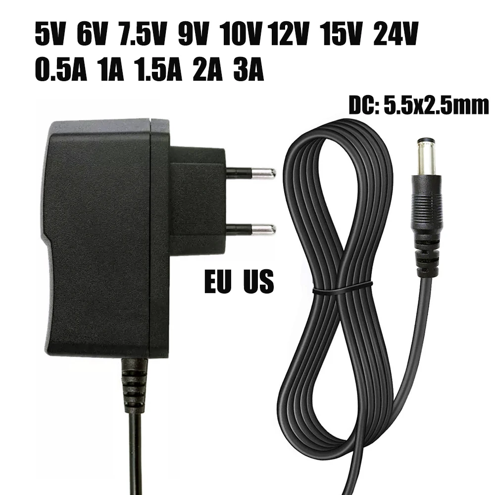 

AC 110-240V DC 5V 6V 8V 9V 10V 12V 15V 0.5A 1A 2A 3A Universal Power Adapter Supply Charger EU US for LED Strip Lights Camera