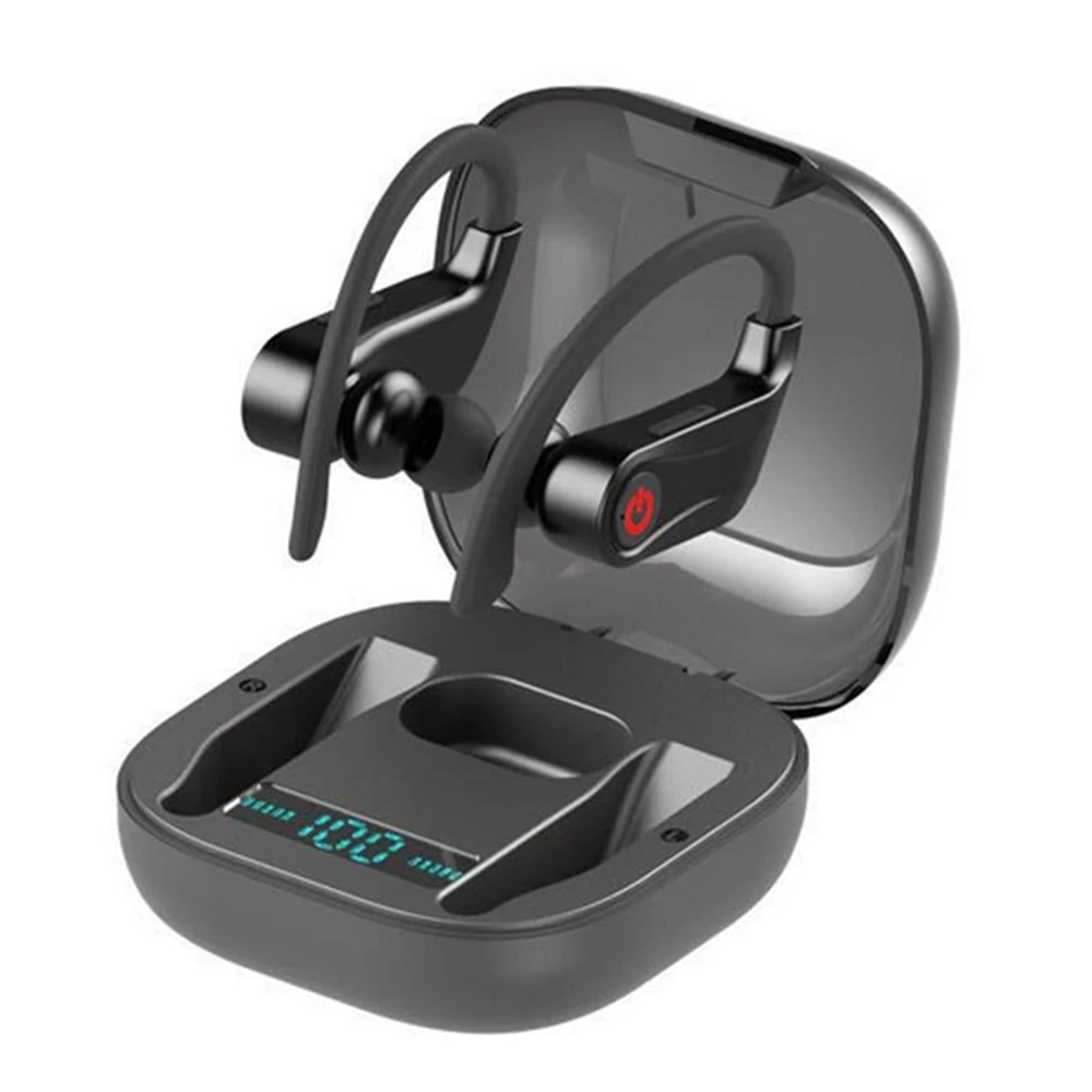 Беспроводные наушники EARDOTS TWS, Bluetooth 5,0, стерео спортивные наушники, водонепроницаемые наушники с Ушными крючками, наушники с микрофоном PK QS1 Q32 Q67 GT1 - Цвет: Black