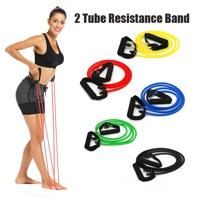 Fitness Resistance Band Rope Tube Elastic Exercise for Yoga Pilates Workout New 