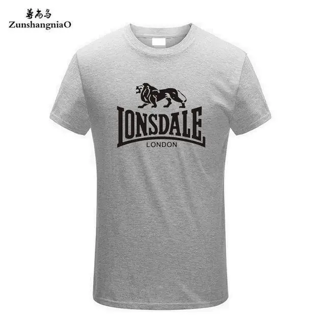 Летние футболки из хлопка, Забавные футболки с коротким рукавом, мужские Модные брендовые футболки с принтом LONSDALE для женщин и мужчин - Цвет: Light grey-H