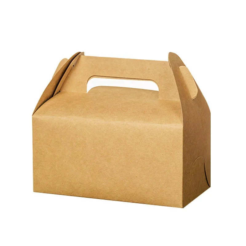 

50 Pcs Kraft Paper Box With Handle Wedding Gift Box Muffin Packaging Party Birthday Dessert Baking Package Cookies Cupcake Box