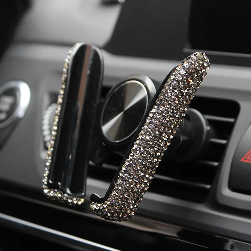 Rhinestones-Gravity-Car-GPS-Stand-Phone-Holder-Air-Vent-Mount-Diamond-Crystal-Load-bearing-Navigation-Bracket-USB-Fast-Charger-51