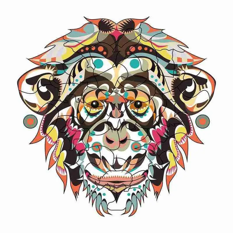 Artistic Animal Wooden Puzzle Bull Cat Owl Cock Wooden Jigsaw Puzzle Wood  Jigsaw Puzzle Educational Toys For Kids Adults 23