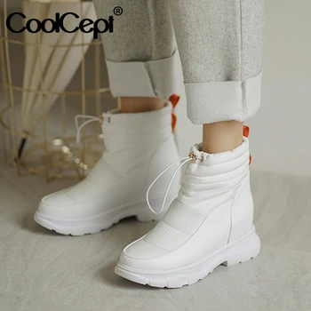 

CoolCept 2021 New Women Snow Boots Women Half Short Boots Flat Winter Warm Shoes Fashion Plush Fur Footwear Size 32-43