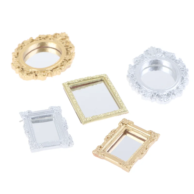 1:12Dollhouse Golden Miniature Square Framed Mirror Dollhouse Accessory DecB ¾!