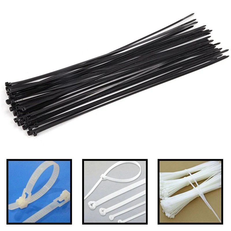 100PCS Nylon Cable Ties 4*300cm Black Cable Wire Ties Self Locking Zip Ties Self Locking Nylon Cable Tie