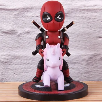 

Deadpool Mini Egg Attack Series Marvel Comics PVC Collectible Action Figure Q Version Dead Pool Model Toys Riding Horse