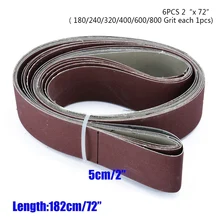 

6 Pcs Sanding Belt 2''*72" Abrasive Tools Sandpaper Aluminum Oxide 180,240,320,400,600,800 Grit For Sander Accessories