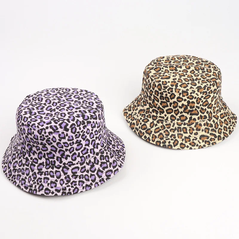 

New hot style spring autumn cotton femaleÂ leopard print street fashion double side wear sunblock celebrity painter bucket hat