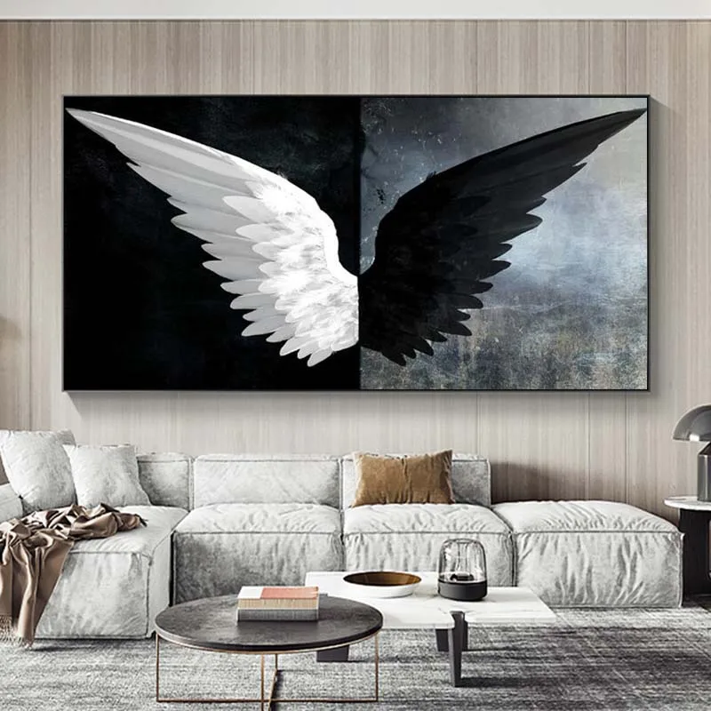 Compre Fantasia anjo tela esticada para sala de estar quarto casa poster  impressões abstratas anime pintura arte homem misterioso asa galeria  decoração