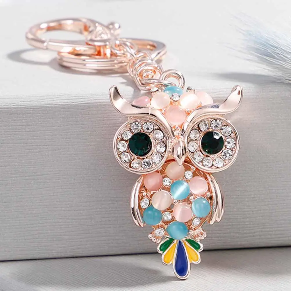 

Cute Owl Rhinestone Pendant Keychain Car Key Ring Holder Bag Hanging Decor Gift