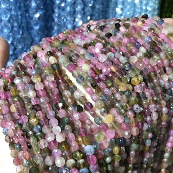 

2020 Natural Stone loose beads Faceted Tourmaline stone beads Bun Necklace making for jewelry Diy Necklace bracelet 4mm