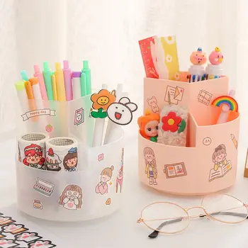 

MINKYS Multifunctional 3 Grid 360 Degree Rotating Pen Holder Desktop Organizer Large Capacity Pencil Box School Stationery