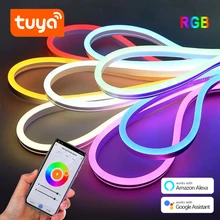 Tuya DC12V WiFi RGB LED Strip Light With Voice Control 1or 2 Pcs 1/2/3/4/5M Neon Lamp tape Set Work with Google Home/ Smart Life