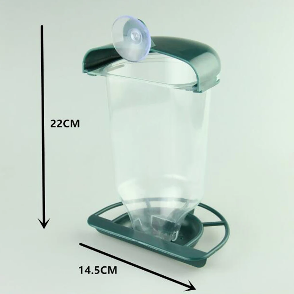 Window Bird Feeder Outdoor Mirror Suction Hanging Transparent Wild Bird Feeder Automatic Bird Food Dispenser Perch