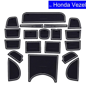 

19 Pcs Car Non-slip Door Gate Slot Mats Carpets Position Cup Holder Pads For Honda Vezel 2015 2016 Door Groove Mat Free Shipping
