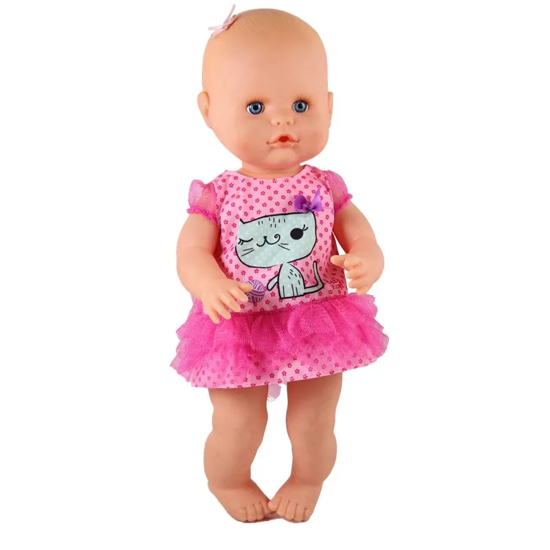cat dress Новое поступление 6 стилей белое пальто розовые штаны наряды для 13 дюймов кукольная одежда 35 см Nenuco Ropa Accesorios Nenuco y su Hermanita - Цвет: cat dress