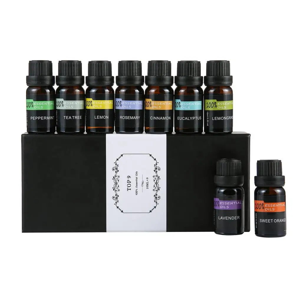 

9Pcs/Set Pure Natural Aromatherapy Essential Oils Kit 10ml Humidifier Water-Soluble Fragrance Oil Fresh Air Essential Oil Set