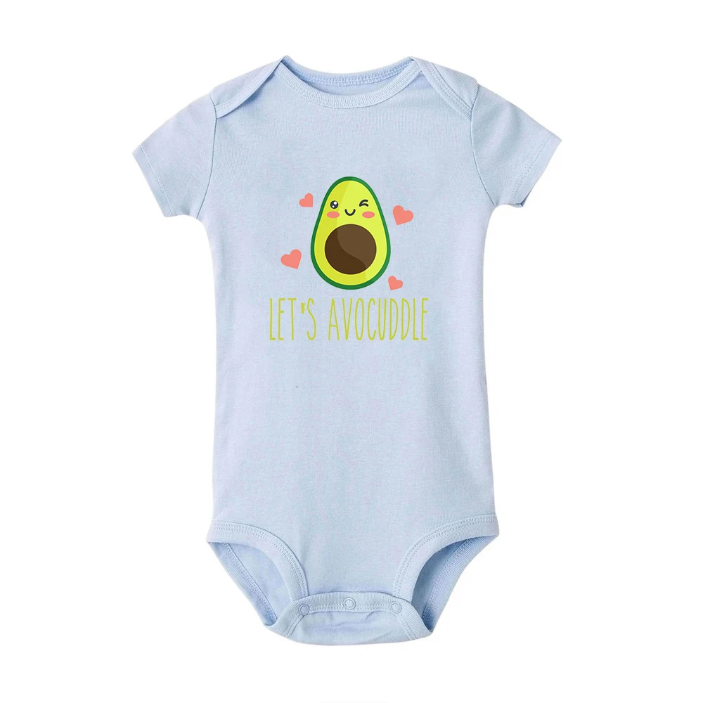 Let's Avocuddle Baby Summer Bodysuit Fashion Short Sleeve Romper Cute Funny Avocado Print Gender Neutral Baby Stuff Clothes Ropa