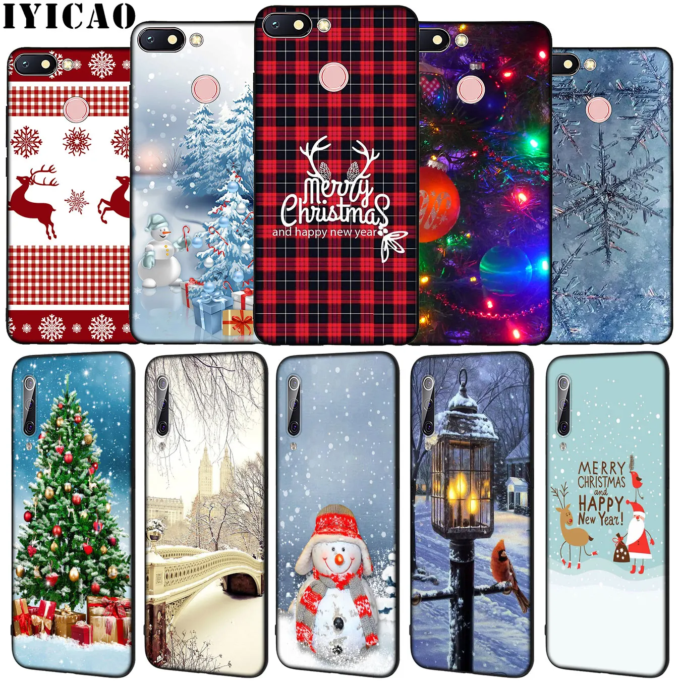 IYICAO Merry Christmas Snow tree Soft Silicone Phone Case for Xiaomi Redmi Note 8 8T 8A 7 7A 6 6A 5 5A GO S2 K30 K20 Pro Cover | Мобильные