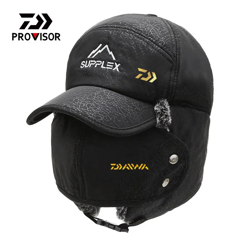 2021 New Winter DAIWA Fishing Cap Winter Warm UNISEX Fishing Ear Protection Face Windproof Ski Cap Velvet Thick Fishing Hat 118#