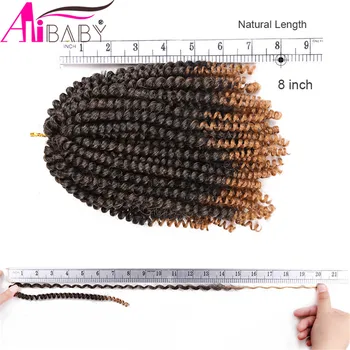 

8inch Fluffy Synthetic Crochet Braiding Hair Short Ombre Afro Spring Twist Braids Hair Extensions 30Roots/Pack106g Alibaby
