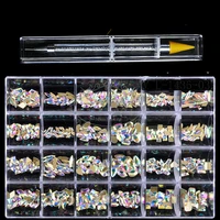 Nail Rhinestone Set 480pcs/Box With One PC Dot Pen Crystals AB DIY Rhinestones Gold Bottom Glass Stones For Nail Art Accessories 2