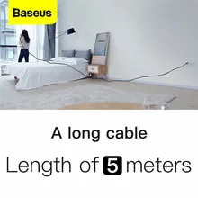 Baseus 5M kabel USB C 3A szybka ładowarka USB typ C USB-C kabel do Xiaomi Mi 9 8 Samsung S10 S9 Oneplus 6t type-c ładowarka