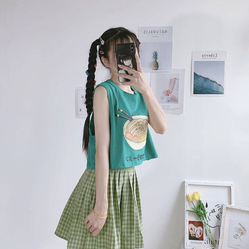 Женская футболка Kawaii Ulzzang Туника Повседневная Свободная аниме мультфильм