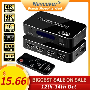 

2020 4 Port 18Gbps HDR 4K HDMI 2.0 Switch 4x1 Support HDCP 2.2 HDMI Switch HUB Box With IR Mini HDMI Switch Remote For PS4 360
