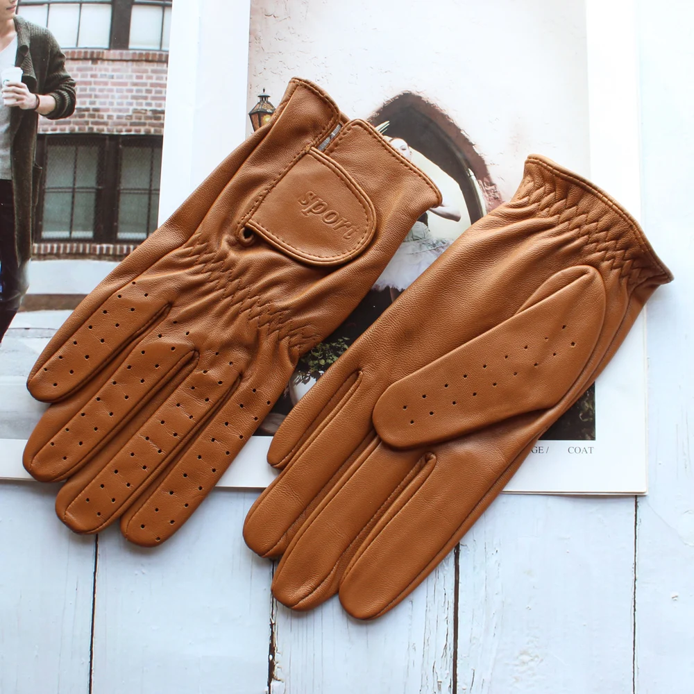 Gants De Conduite Homme En Cuir De Mouton Véritable - Couleur Fauve, Style Rétro, Neufs Avec étiquettes