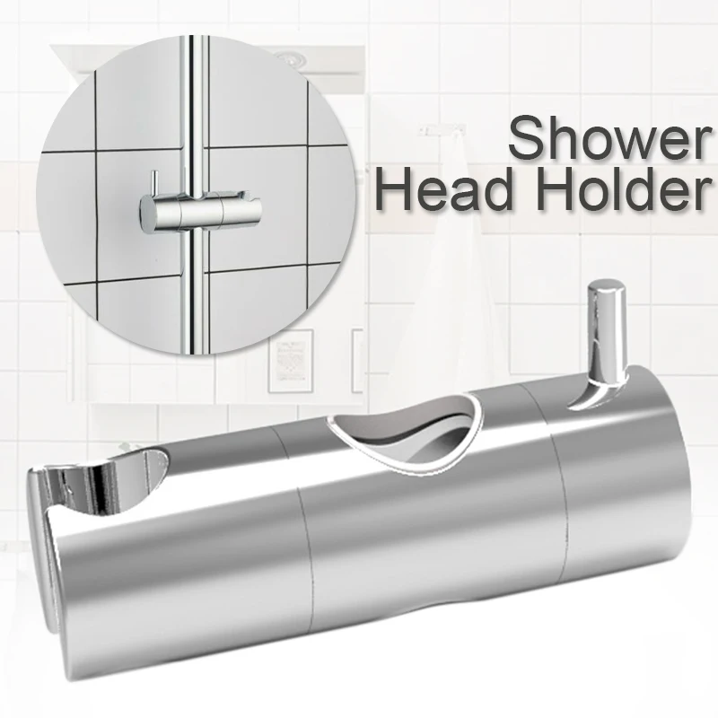 25mm Shower Holder Bracket Seat Install To Rail Tube Chrome Plated Shower Head Holder for Slide Bar Bathroom Replacement
