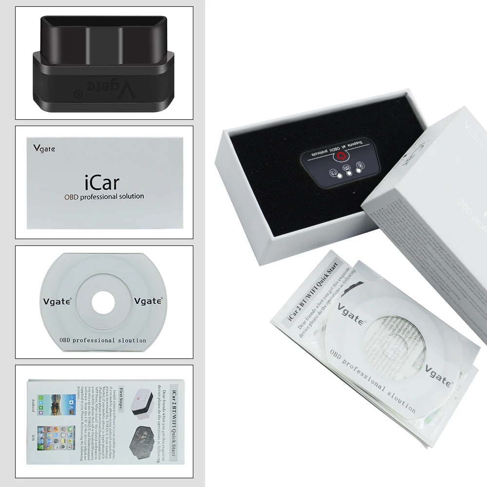10 шт./лот Vgate ICar2 ELM327 OBD2 Bluetooth адаптер Авто OBD сканер автомобильный код считыватель диагностический инструмент универсальный OBD2 сканер