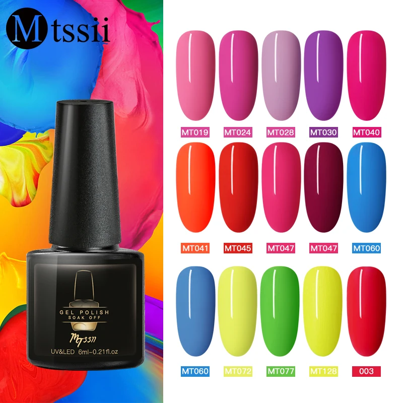 

Mtssii 6ml UV Gel Nail Polish Sparkling Neon Effect Not Luminous Nail Gel Polish Soak Off UV Gel Varnish DIY Nail Art Lacquer