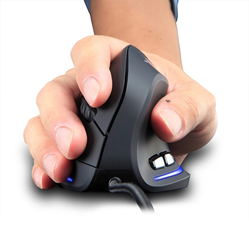 ZELOTES-ratón óptico Vertical programable T20 para videojuegos, Mouse óptico Vertical, ergonómico, con cable, 6 botones, LED, 3200 DPI
