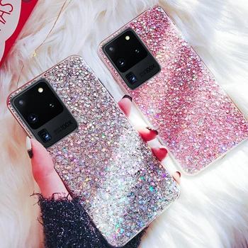 

Bling Glitter Sequins Phone Case For Samsung S20 S10 S9 Plus S10e Case cover For Samsung Note 10 A50 A70 A20 A30 A10 A20E Phone