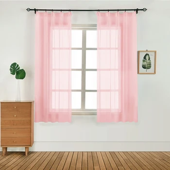 

Window Tulle Curtain ins style Window Curtain Screening Solid Door Curtains Drape Panel Sheer Tulle Sleeping Curtain 100x130cm